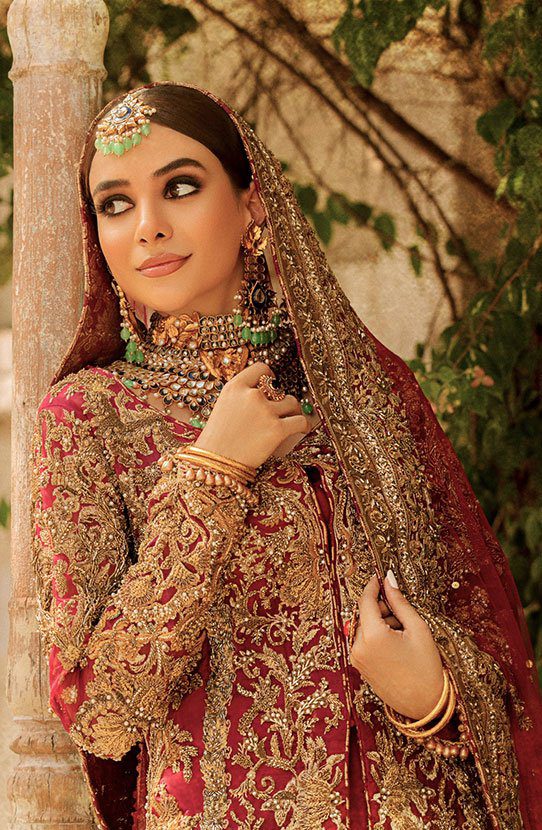 Bridal Front Open Shirt and Lehenga in Parisian Embroidery with a Dupatta By HSY Glamorous Threads