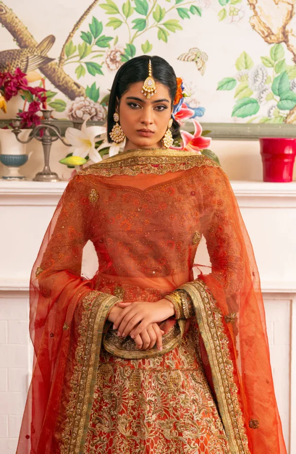 Shabnam Lehenga Choli Ensemble with A Zari Net Dupatt By HSY - Image 4