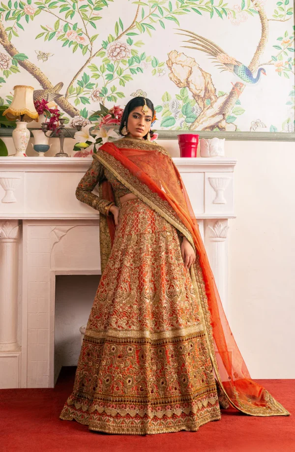 Shabnam Lehenga Choli Ensemble with A Zari Net Dupatt By HSY - Image 3
