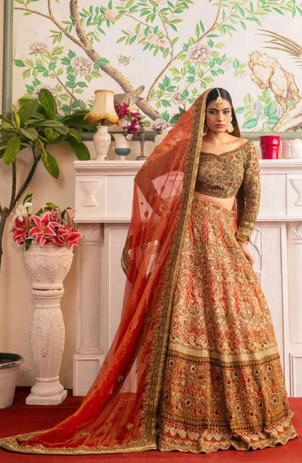 Shabnam Lehenga Choli Ensemble with A Zari Net Dupatt By HSY - Image 2