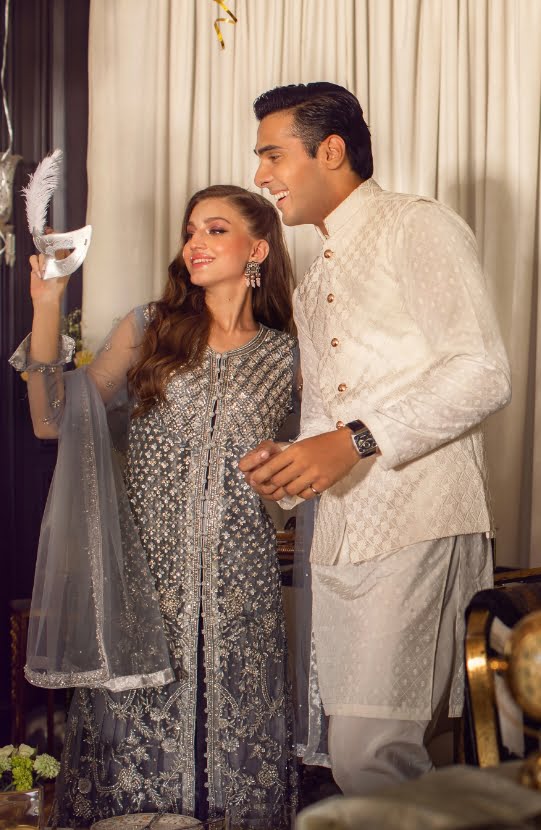 Ivory White Embroidered Waistcoat with a Kurta and Pajama By HSY - Image 2