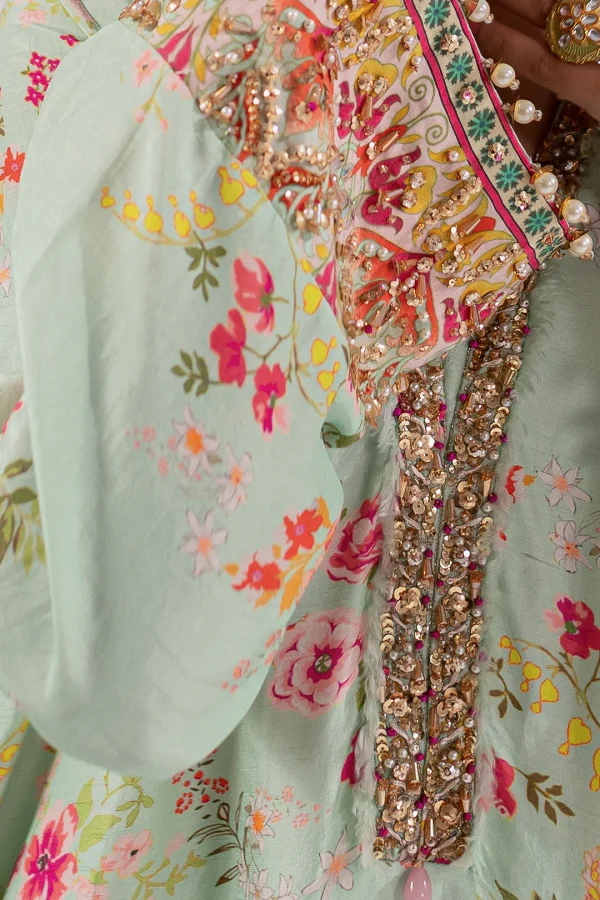 Mint Bloom Kaftan (d-17) By Ammara Khan - Image 2