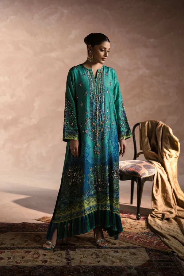 Peacock Garden Kaftan Set (d-01) By Ammara Khan - Image 3