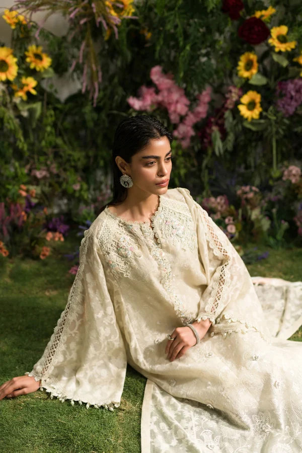 Rainbow Cream Kaftan (d-04) By Ammara Khan - Image 5
