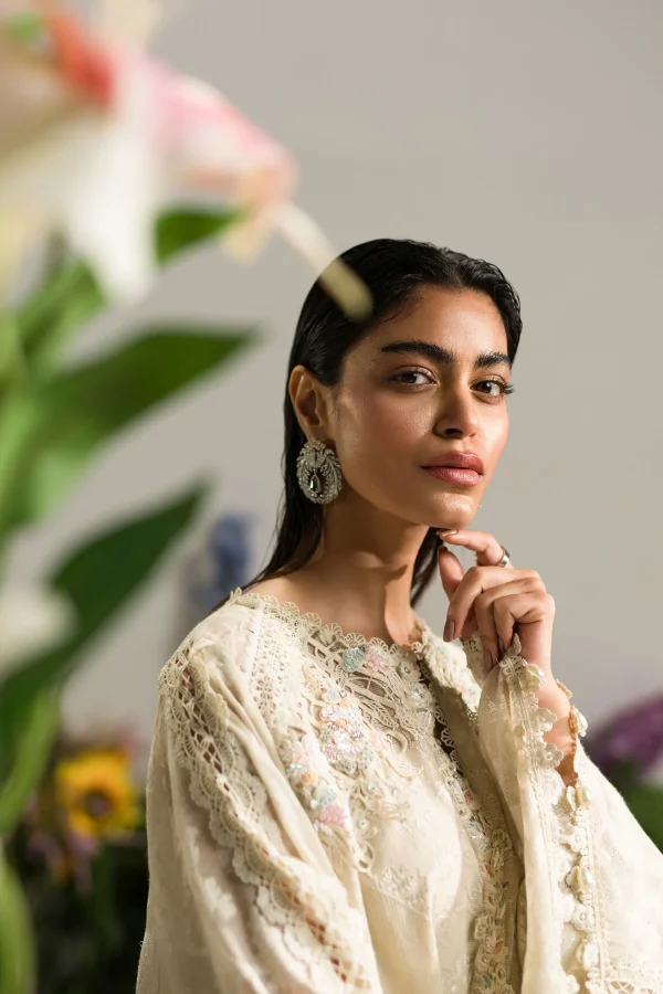 Rainbow Cream Kaftan (d-04) By Ammara Khan - Image 4