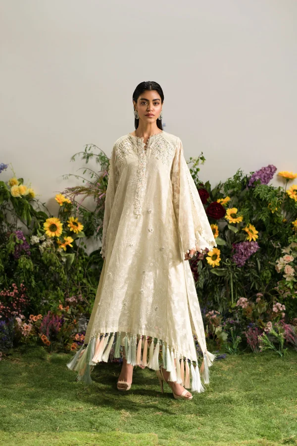 Rainbow Cream Kaftan (d-04) By Ammara Khan - Image 7