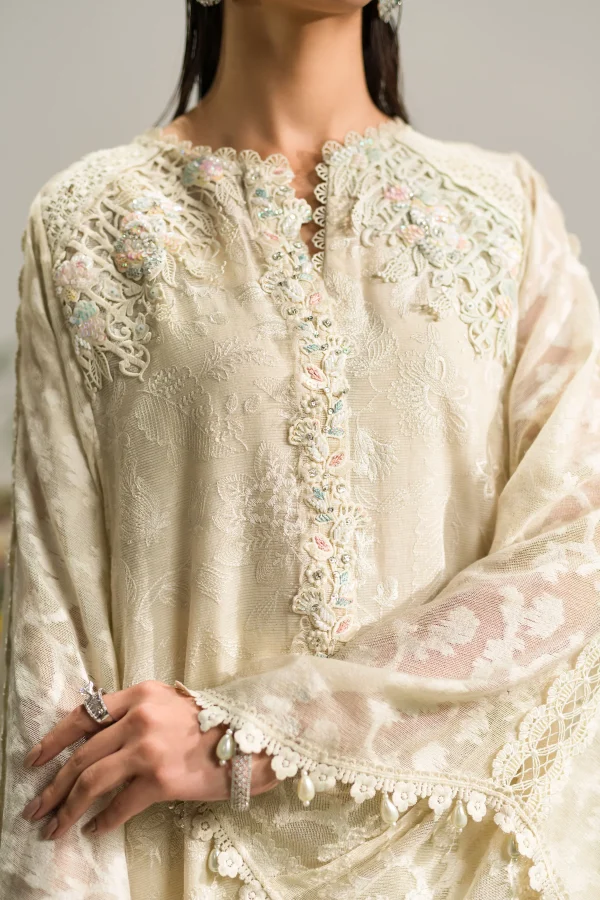 Rainbow Cream Kaftan (d-04) By Ammara Khan - Image 6