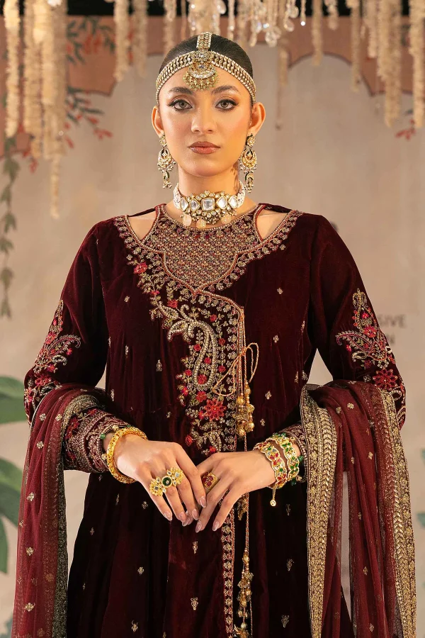 3 Piece Embroidered Velvet Suit SF W24 02 By Maria B - Image 12