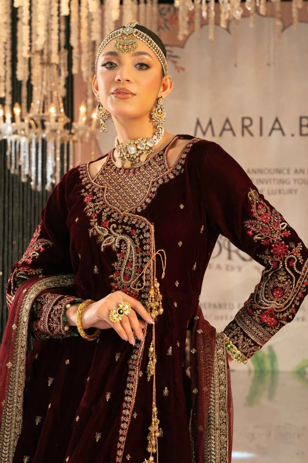 3 Piece Embroidered Velvet Suit SF W24 02 By Maria B - Image 11