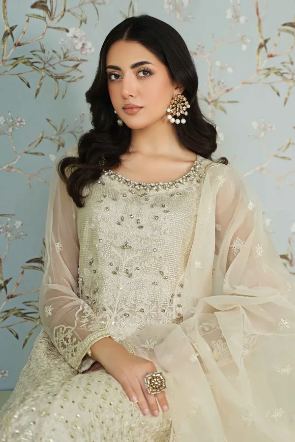3 Piece Embroidered Bamber Chiffon Suit  SF EA24 36 By Maria B - Image 10