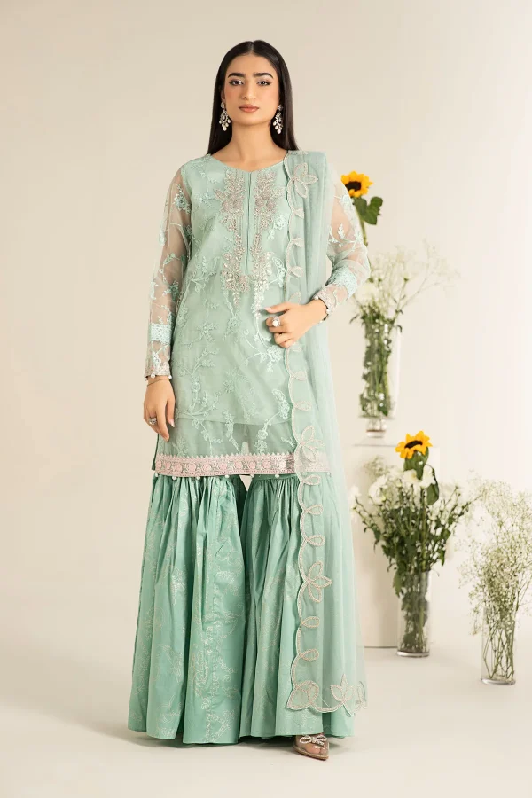 3 Piece Embroidered Cotton Silk Suit  DW EF2517