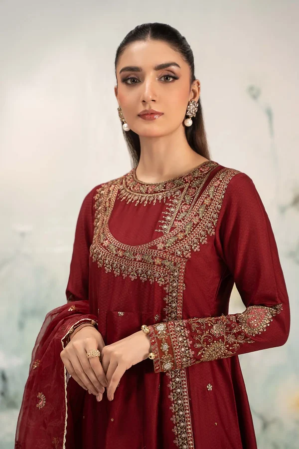 3 Piece Embroidered Dobby Lawn Suit  DW EF25 40 - Image 6