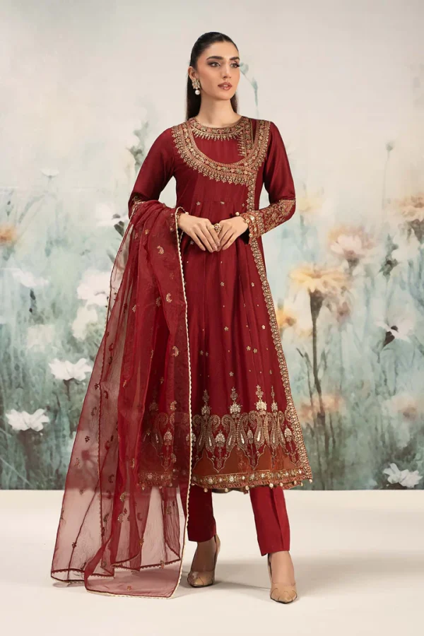 3 Piece Embroidered Dobby Lawn Suit  DW EF25 40