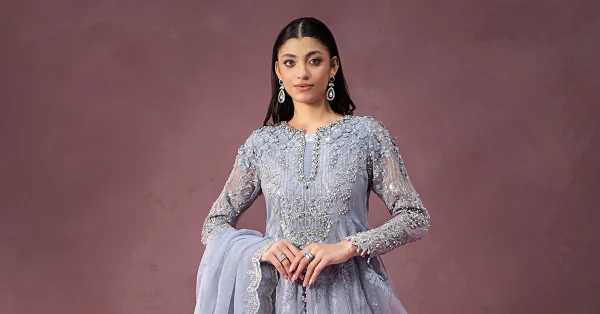 3 Piece Embroidered Organza Suit SF W24 10 - Image 2
