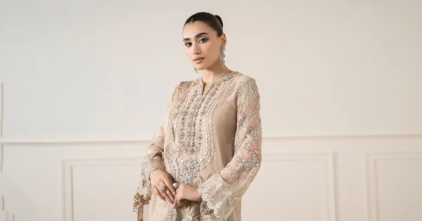 3 Piece Embroidered Chiffon Suit - Image 2